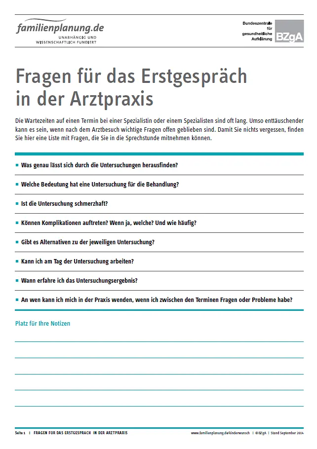 Titelblatt des Fragebogens