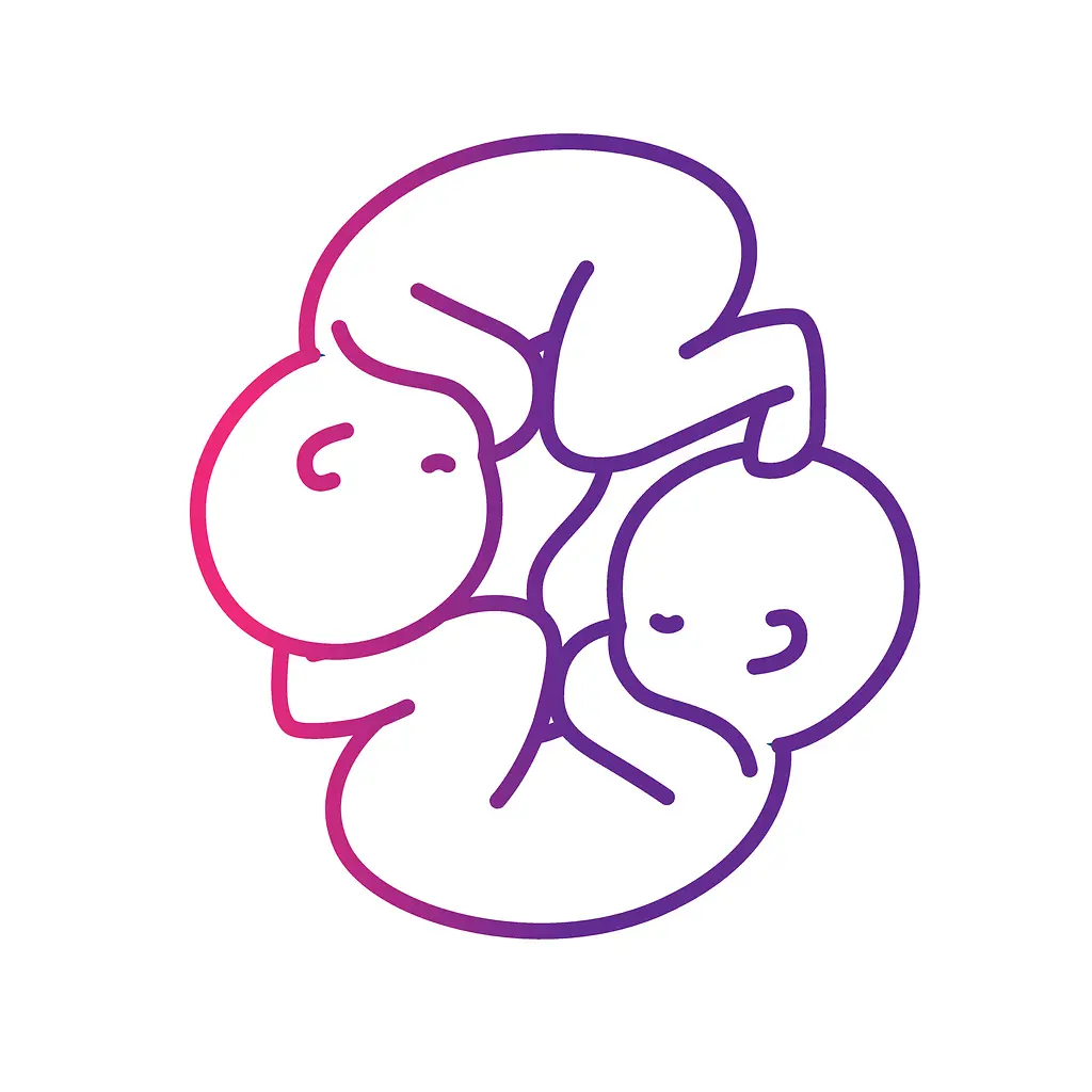 Zwillinge mit Nabelschnur